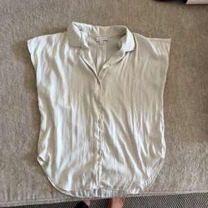 Miou Muse Tate Cream Satin Buttoned Top